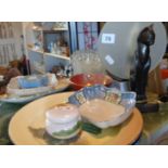 Noritake and Royal Doulton pieces, Art Deco style cat lamp, etc.