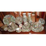 Large collection of Chinese Canton porcelain items, plated vases, cups and saucers, etc. (one