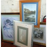 Five various framed prints