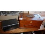 Oak jewellery box with drawers and a similar leather covered