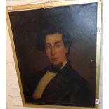 19th c. portrait of a young Benjamin Disraeli, oil on canvas board, artist unknown