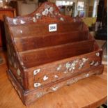 Chinese inlaid rosewood letter rack with mother of pearl floral decoration