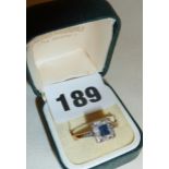 18ct gold ring set with sapphire & diamonds. Approx size V