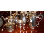 Victorian silver plated tea set and two similar jugs