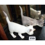 Royal Copenhagen china standing kittens, nos. 507 & 517