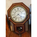 Seth Thomas drop dial wall clock inlaid mahogany case