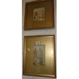 Two 19th c. watercolours of buildings, signed Alice Paris