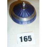 .925 purple guilloche enamel patch or pill box with import duty marks (some loss of enamel)