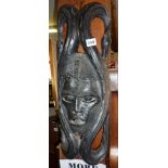 Tribal Art - African Ibo carved hardwood Opanwa mask, 20" tall