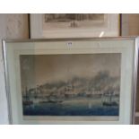 Large 19th c. marine print of "the Bombardment and capture of St. Jean D'Acre" published by