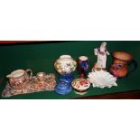 Maling china lidded vase (A/F), three other Maling pieces, a Wadeheath bowl and other china (10)