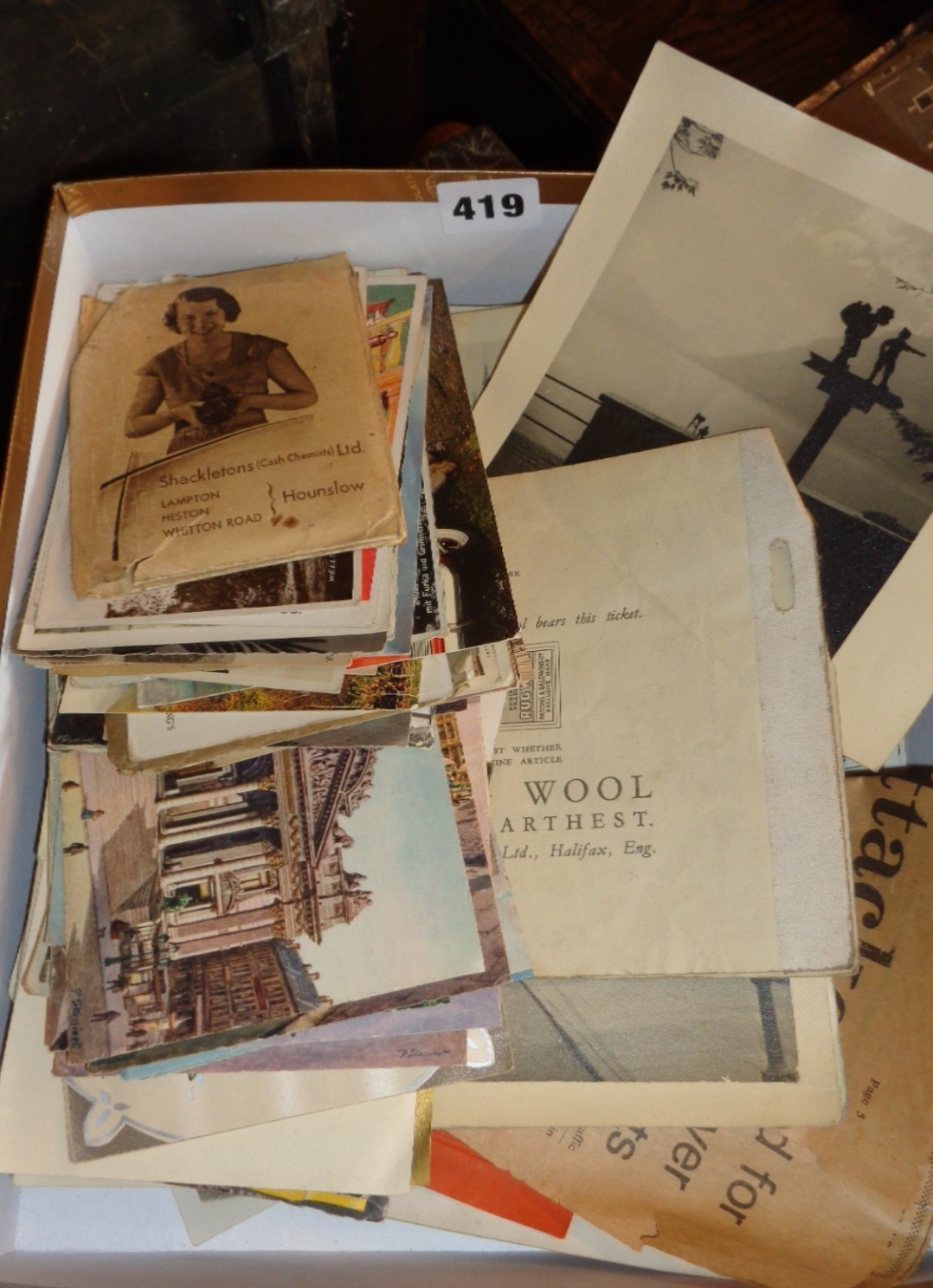 Box of postcards and photographs etc.