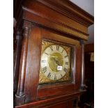 18th c. oak longcase 30 hour clock by Walter Archer of Stow, c. 1715. The 9" square brass dial