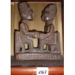 Tribal Art - African carved wood group of two games players possibly from the Luba tribe of the