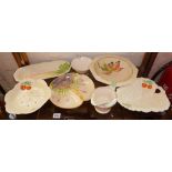 Beswick lettuce leaf dishes, similar celery dish, Royal Doulton fruit bowl and three other similar