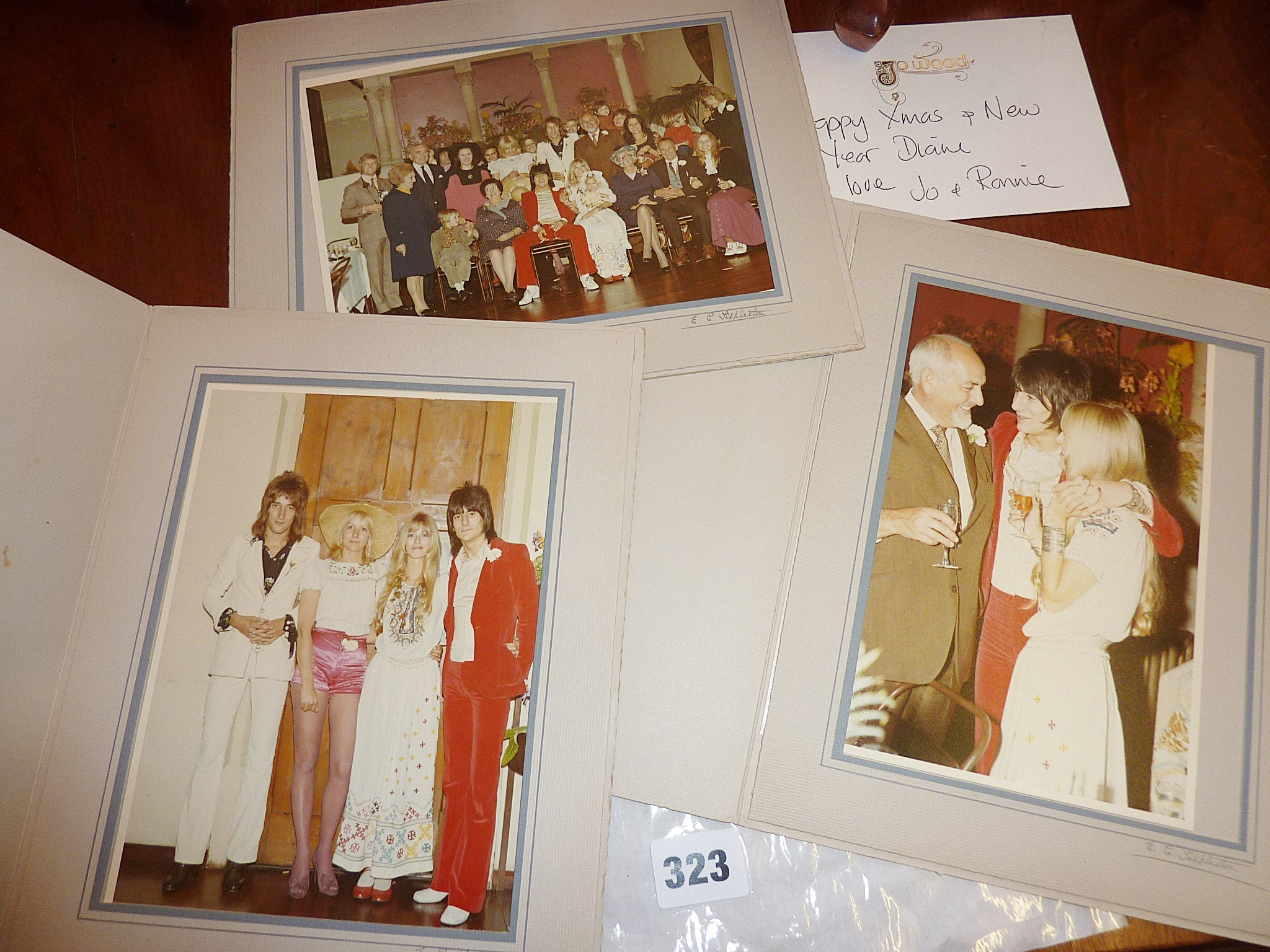 Four official photographs of Ronnie Wood's first wedding to Krissy Findlay in 1971. A young Rod