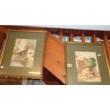 Pair of early 20th c. watercolours of Indian village scenes by F. MALLOTT