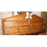 Victorian pine plate rack having shaped frieze and brass rail on turned supports