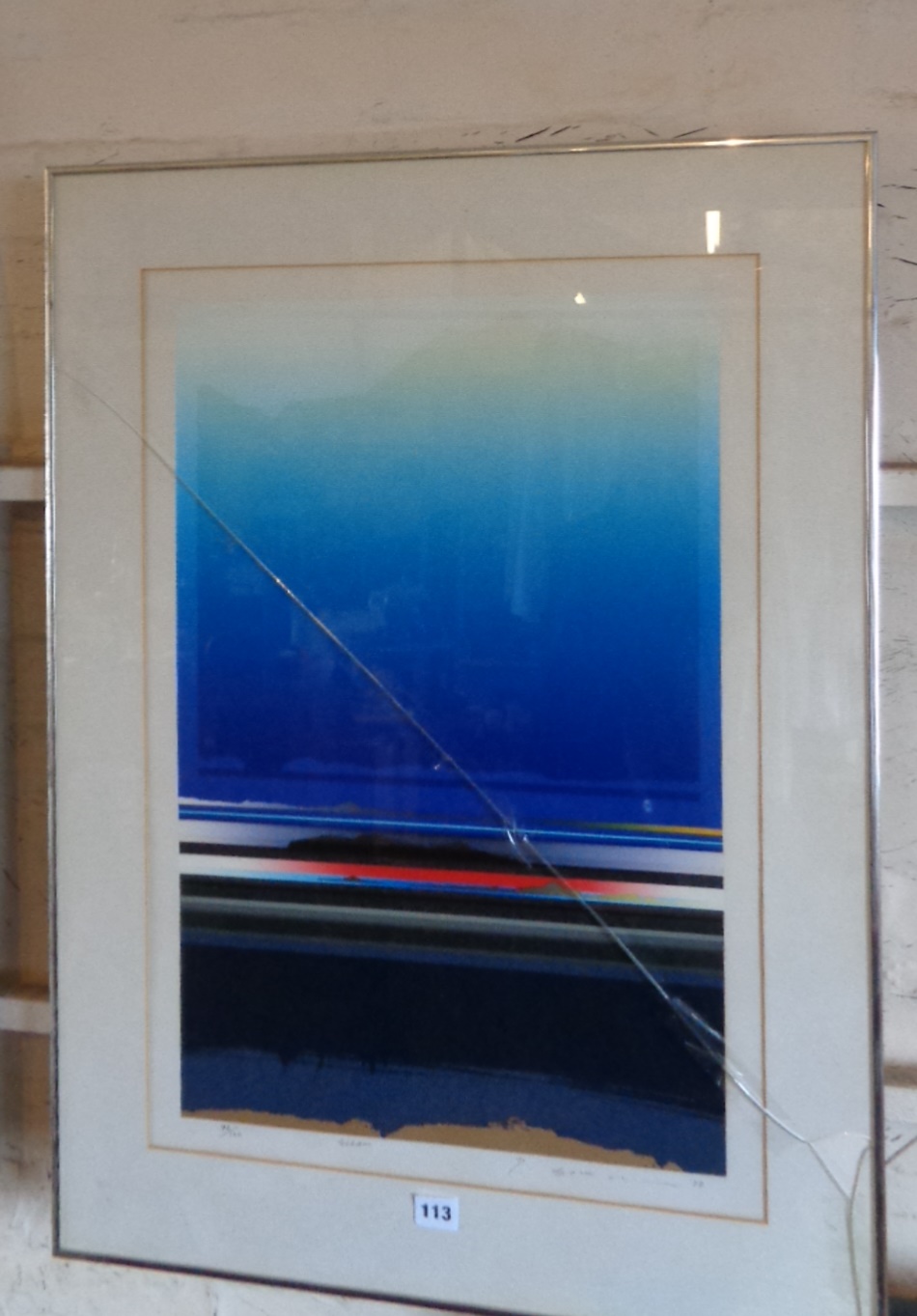 Tetsuro SAWADA (1933-1998) silkscreen abstract print titled "Gleam", 32" x 24", inc. contemporary