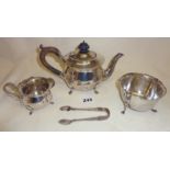 Early 20th c. silver hallmarked bachelor's tea set