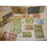 Old foreign and British banknotes