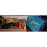 Assorted board games and old games and tricks, pocket books inc. mini carpet bowls
