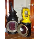 Two railway oil lamps - one B.R and the other a semaphore signal lamp