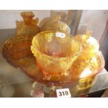 1930s amber glass dressing table set