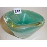 Turquoise Murano glass bowl filled with bubbles. Most likely bollicine by Carlo Scarpa for Venini,