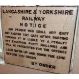 Original cast iron Lancs & Yorkshire Railway notice