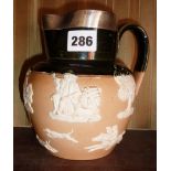 Royal Doulton stoneware harvest jug with silver mount