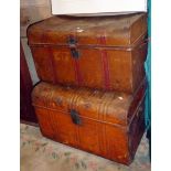 Two Victorian tin trunks