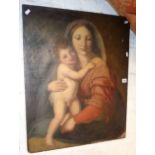18th/19th c. oil of Madonna and Child unframed, 29" x 24"