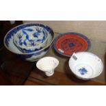 Chinese porcelain bowls etc., one 18th c. blue and white