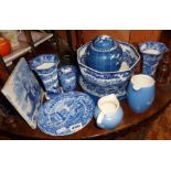 Quantity of blue and white china, inc. Cauldon and Spode