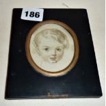 Watercolour miniature portrait of a child