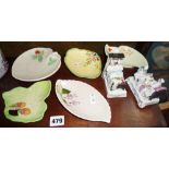 Crown Derby and Beswick leaf dishes, with two Victorian fairings