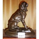Bronze figure of a seated bloodhound