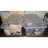 Two boxes of vintage buttons, mainly 1940s/1950s