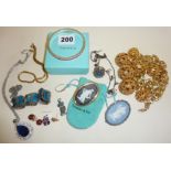 Assorted jewellery - .925 silver bangle marked as Tiffany, chunky goldtone necklace with "CD" tag,