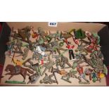 Tray of plastic toy soldiers with some lead