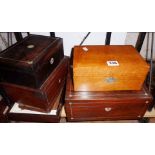 Four various Victorian jewellery boxes in rosewood and mahogany