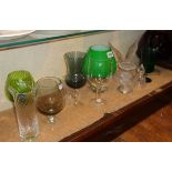 Assorted coloured glassware