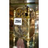 Small brass lantern clock, French movement, working (A/F)