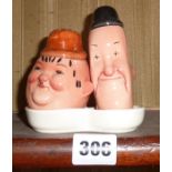 Beswick Laurel & Hardy cruet set (small chip to Stan's base)