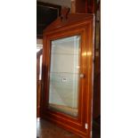 Small inlaid mahogany corner cupboard with glazed door