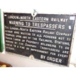 LNER cast iron "Trespassers" sign