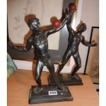 Pair of 1920s Art Deco spelter figures of male athletes