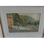 Watercolour of a French promenade by W.T. NORRIS, signed and dated 1934