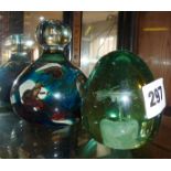 Two glass 'dump' style paperweights